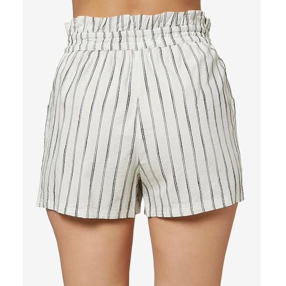 Oneill Womens Canter Striped Paperbag Shorts Size Small White Beach Pull on - Picture 4 of 9